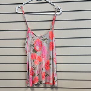 Pulse Pink and Gray Floral Camisole